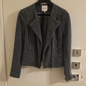 Catherine Malandrino Gray Cropped Blazer with Textured Fabric